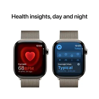Apple Watch Series 10 (GPS+Cellular) 46mm Titanium Case with Natural Milanese Loop - M/L - Natural