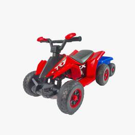 BreeBe - 6V Kids Electric ATV, Battery Powered 4-Wheeler w/ Headlights, MP3, USB, Volume Control, Large Seat, Ages 3-6 - Red