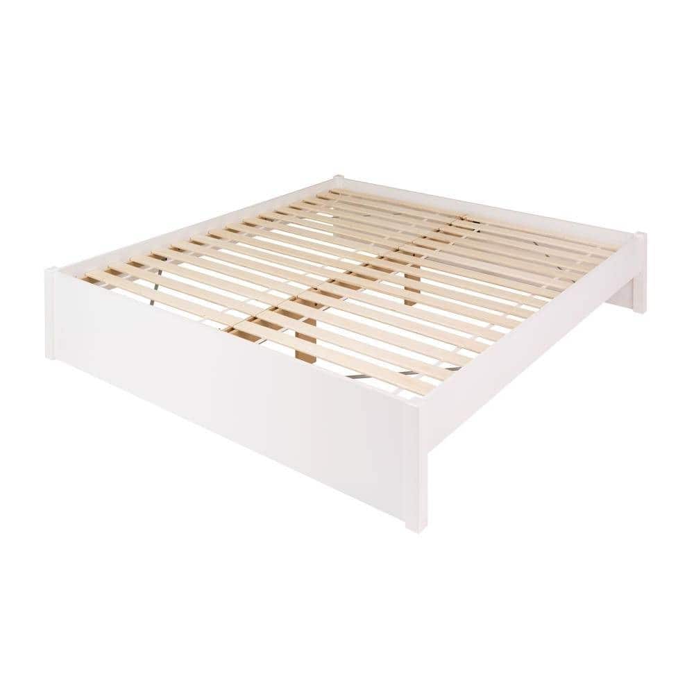 Hivvago - King Size Wooden 4 Post Platform Bed Frame - White