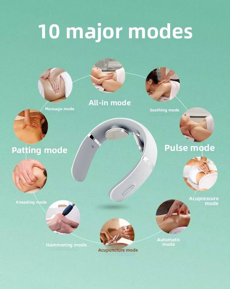 10 major modes

- Massage mode
- All-in mode
- Soothing mode
- Patting mode
- Pulse mode
- Kneading mode
- Acupressure mode
- Hammering mode
- Acupuncture mode
- Automatic mode