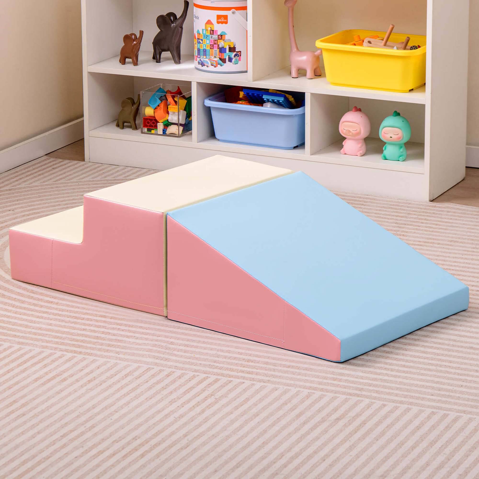 Alt View 1. Costway - Costway Step and Slide Climber for Infants and Toddlers Baby Soft Foam Structure Blocks - Pink.