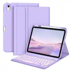 Front. Kitcheniva - Soft TPU Case With White Backlit Keyboard For iPad (A16) 11th Gen/iPad 10th Gen Purple - Purple.