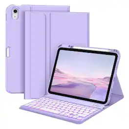 Kitcheniva - Soft TPU Case With White Backlit Keyboard For iPad (A16) 11th Gen/iPad 10th Gen - Purple
