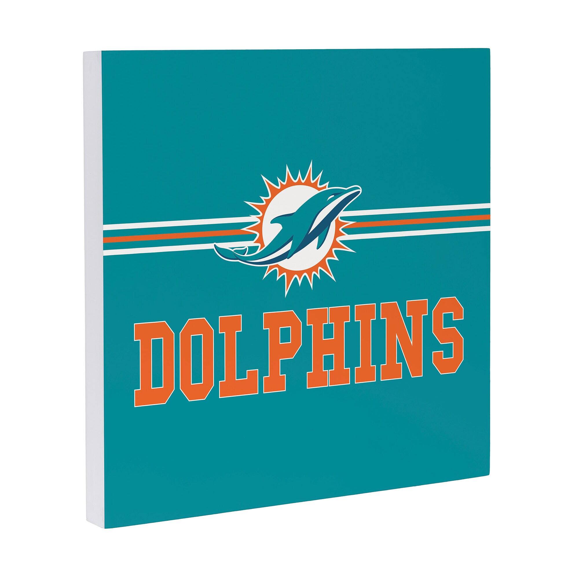 Alt View 1. Evergreen Enterprises - Miami Dolphins 12" x 12" Wood Wall Sign - Multicolor.