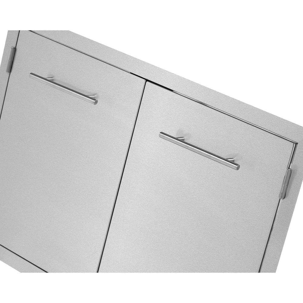 Angle. AdirHome - 33" Stainless Steel Double Face Grill Double Access Door Panel with Towel Holder - Silver.