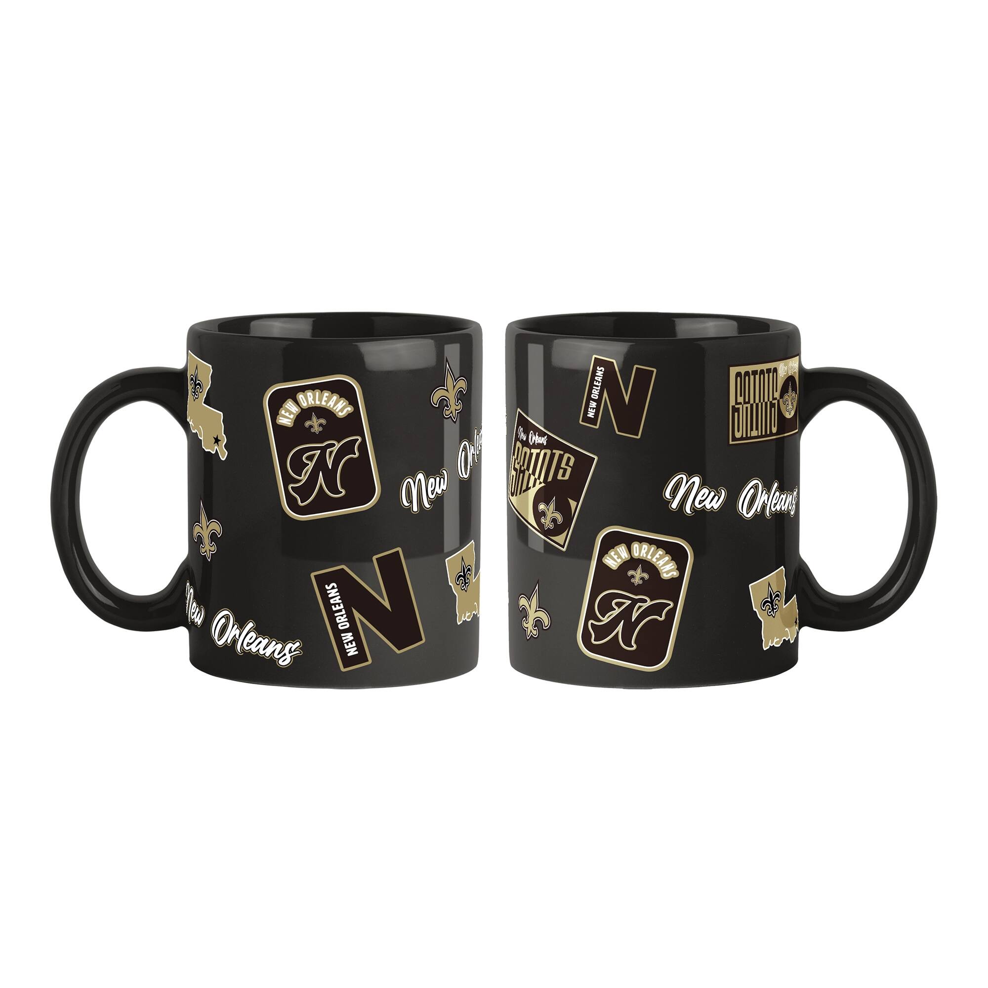 Logo Brands - New Orleans Saints 2-Pack 15oz. Color Mug Set - Black