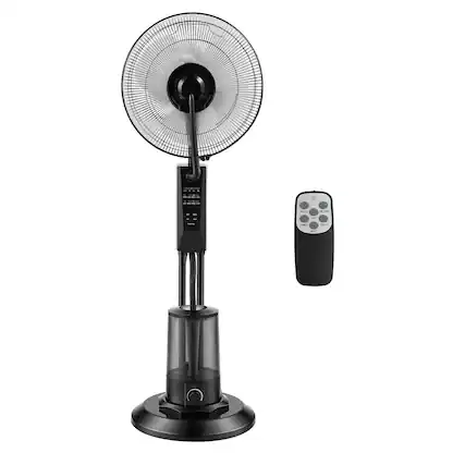 Front. VEVOR - Misting Fan, 3 Wind Speeds Misting Standing Fan, Mister Cooling Fans with 0.79 gal Water Tank, Remote & Panel Control - Black.