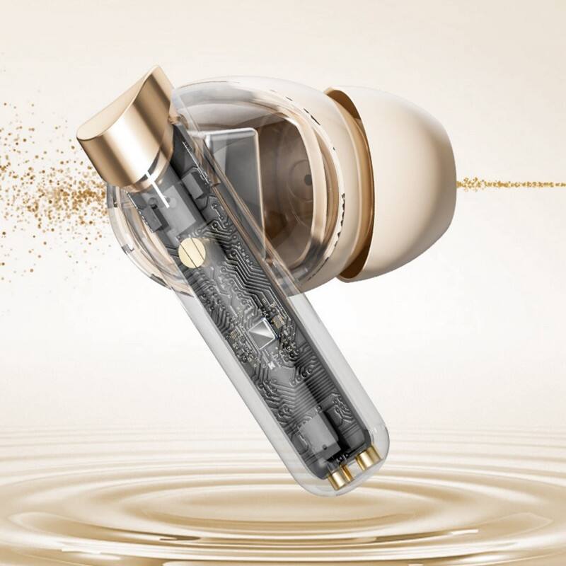 Left. SKRAN - Wireless Bluetooth Earbuds with Display, Waterproof for Sports Gym Commute Music Lovers - Black.