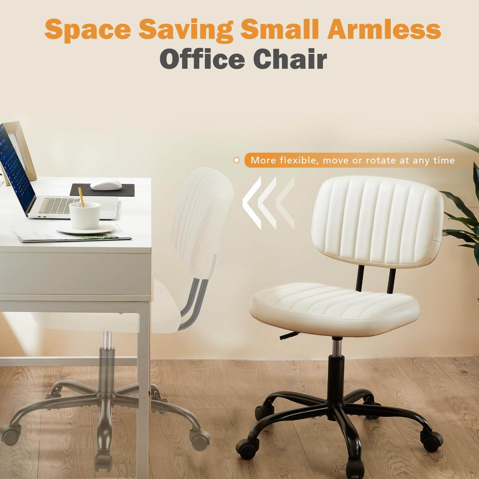 Space Saving Small Armless Office Chair

More flexible, move or rotate at any time