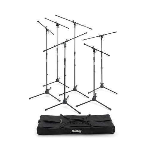 Alt View 7. On Stage Stands - On-Stage MSP7706 Euro Boom 6 Mic Stands w/ Travel Bag (For Vocal and Instrument Microphones, Height-Adjustable, Rugged, - Black.