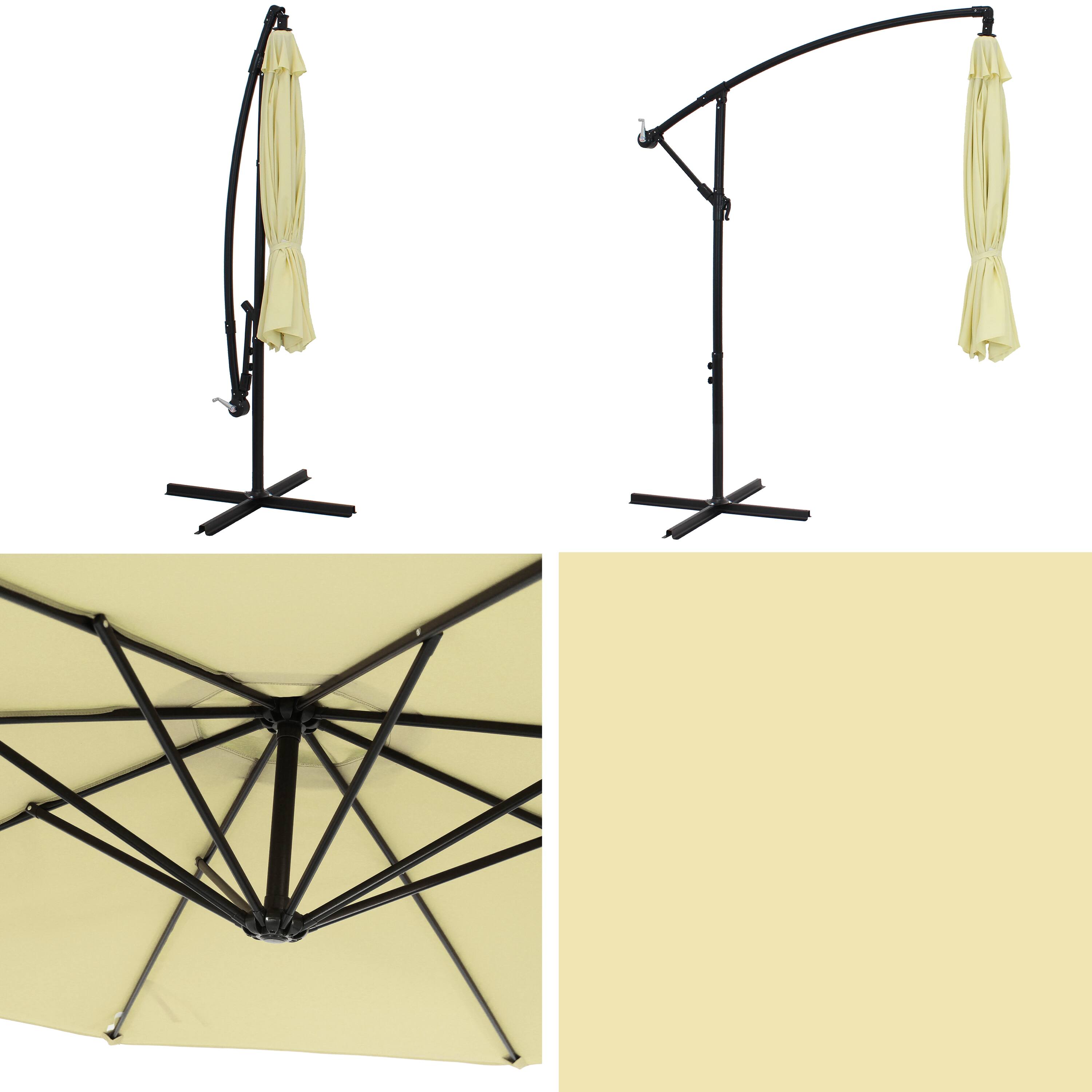 Alt View 4. Sunnydaze - 9.5 ft Cantilever Offset Patio Umbrella with Crank - Pale Buttercup.