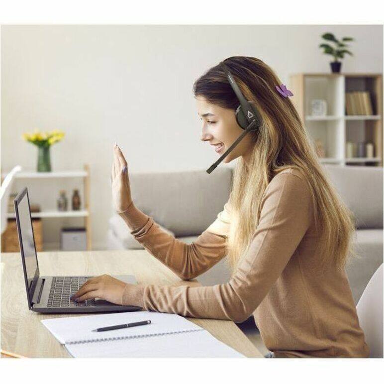 Alt View 7. Creative Labs - Creative HS-230 Lightweight Headset with Noise-cancelling Mic - Stereo - USB Type A, Mini-phone (3.5mm) - Wired - 100 Hz - Black.