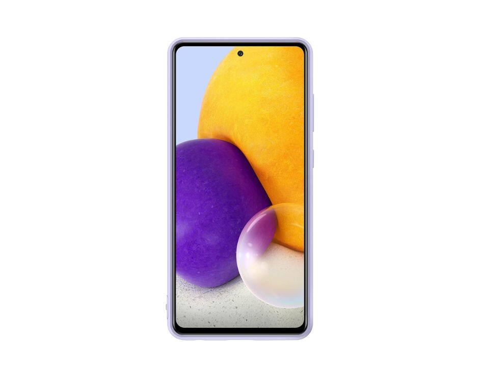 Angle. Samsung - Samsung Galaxy A72 Silicone Cover I Color: Violet - Violet.