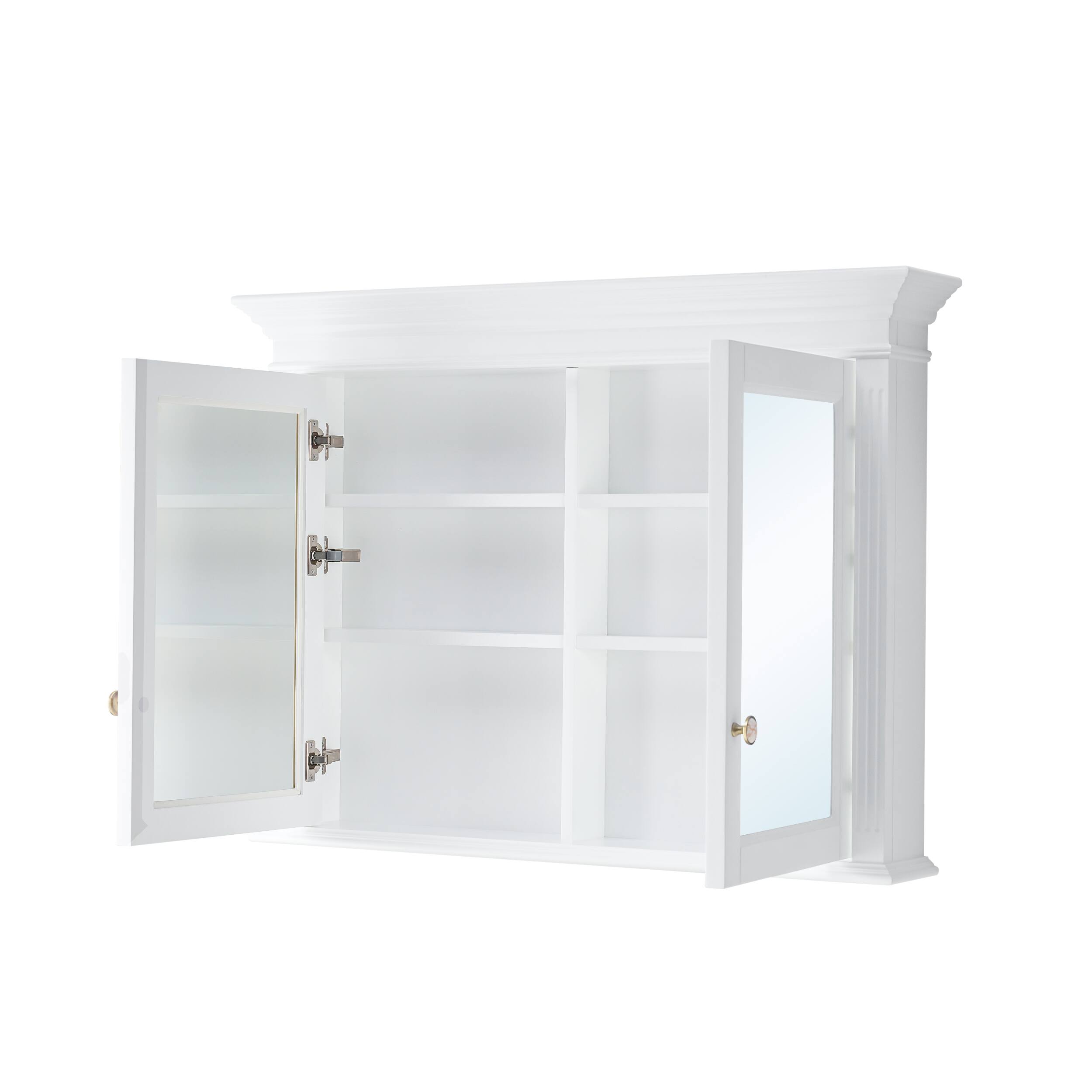 Alt View 9. WELLFOR - 40 in. W x 30 in. H Rectangular Handmade Wood Surface Mount Medicine Cabinet with Mirror, 2 Soft Close Doors - White.