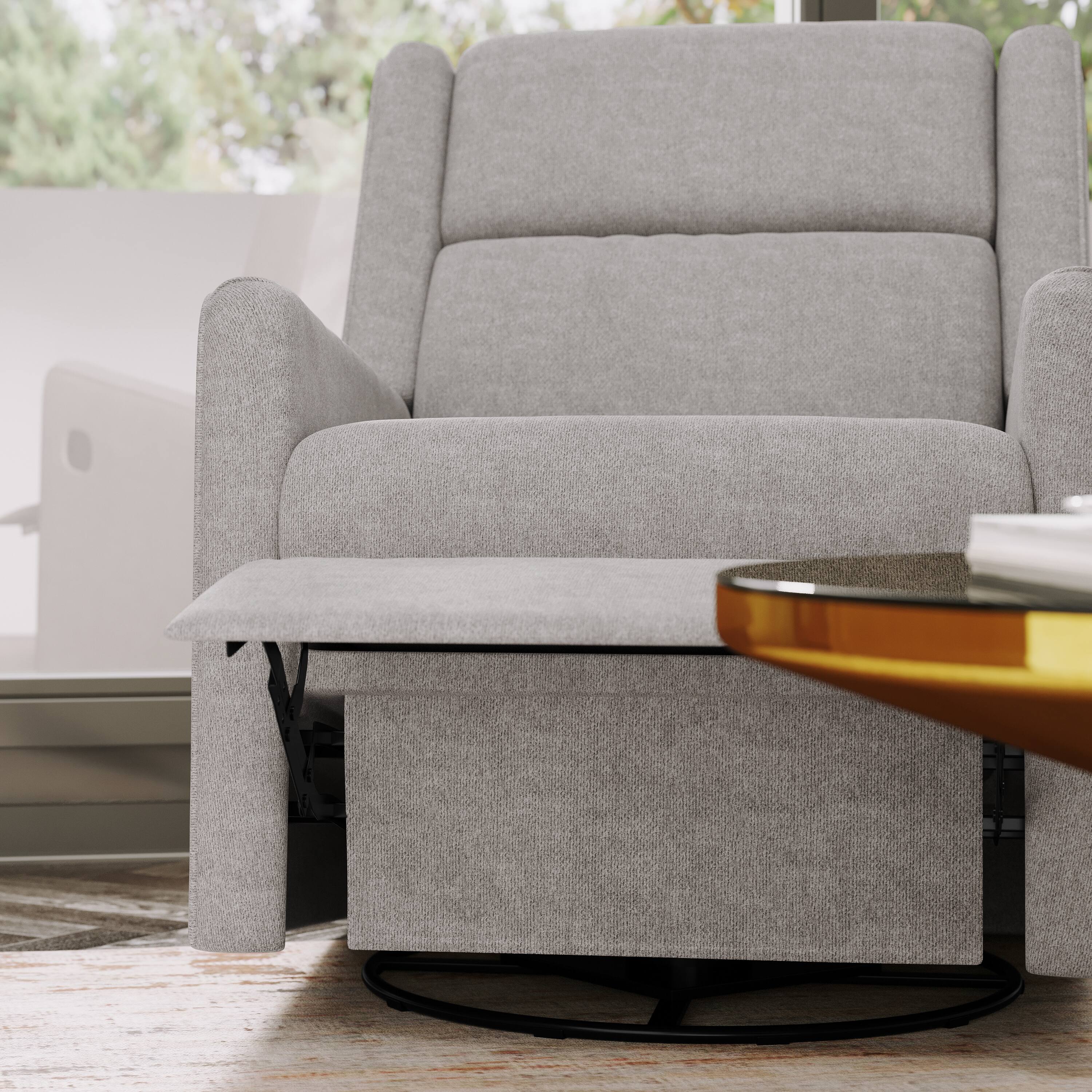 Alt View 4. Emma + Oliver - Mari Manual Glider Rocker Recliner with 360 Degree Swivel Perfect for Living Room, Bedroom, or Nursery - Light Gray.