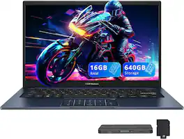 ASUS - Vivobook 14" FHD Business Laptop,Intel i5-1334U,16GB RAM,512GB SSD+128GB Docking Station Set,Win 11 - Blue