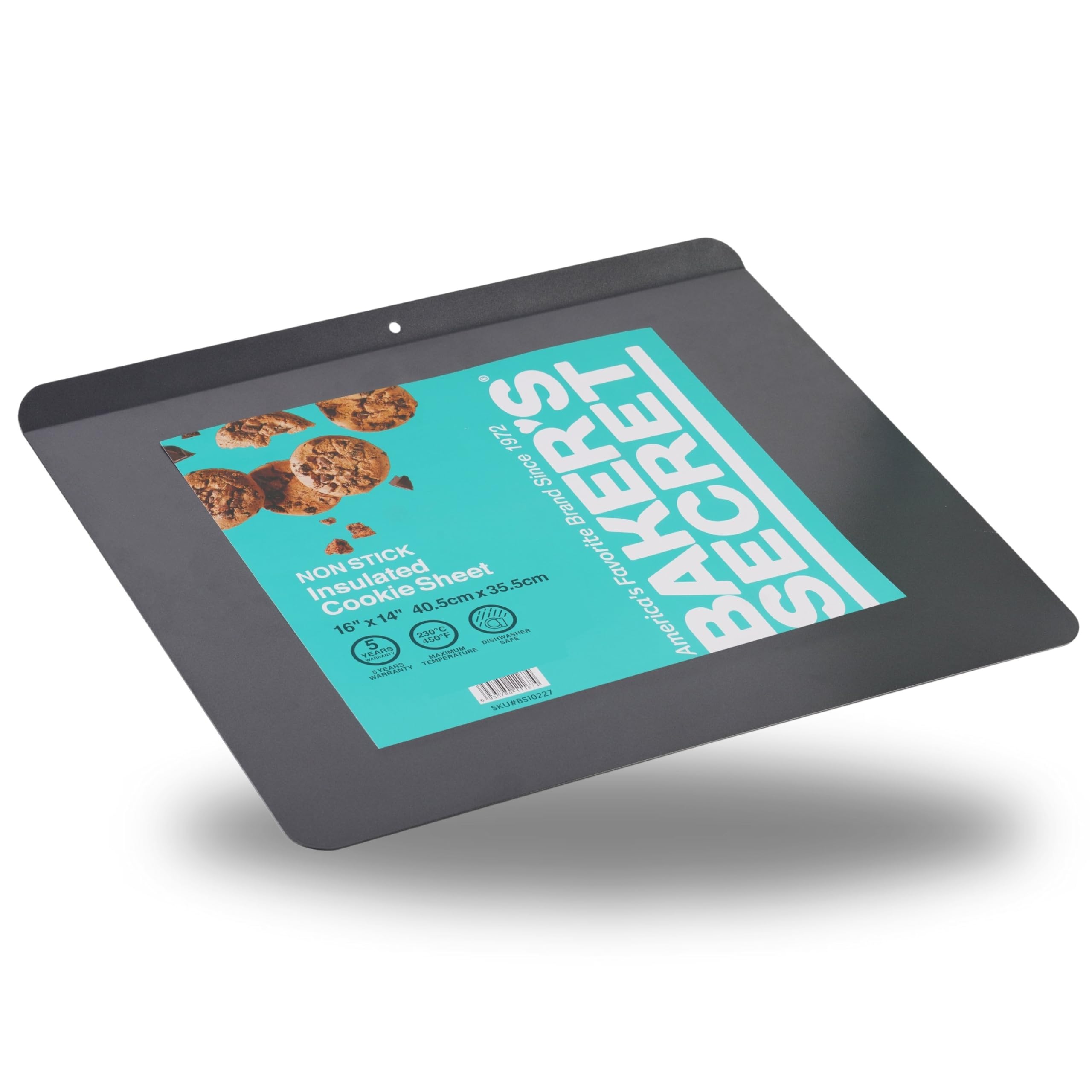 1972 Since BAKER'S Brand NON STICK Favorite Insulated 40.5cm x 35.5cm Sheet x. 35 5cm Cookie 14" 40.5cm I0T 16" x C America's .... AS 5 A0 adds adidas SEURBSIOEE

BAKER'S SECRET

NON STICK Insulated Cookie Sheet
16" x 14" 40.5cm x 35.5cm

America's Favorite Brand Since 1972