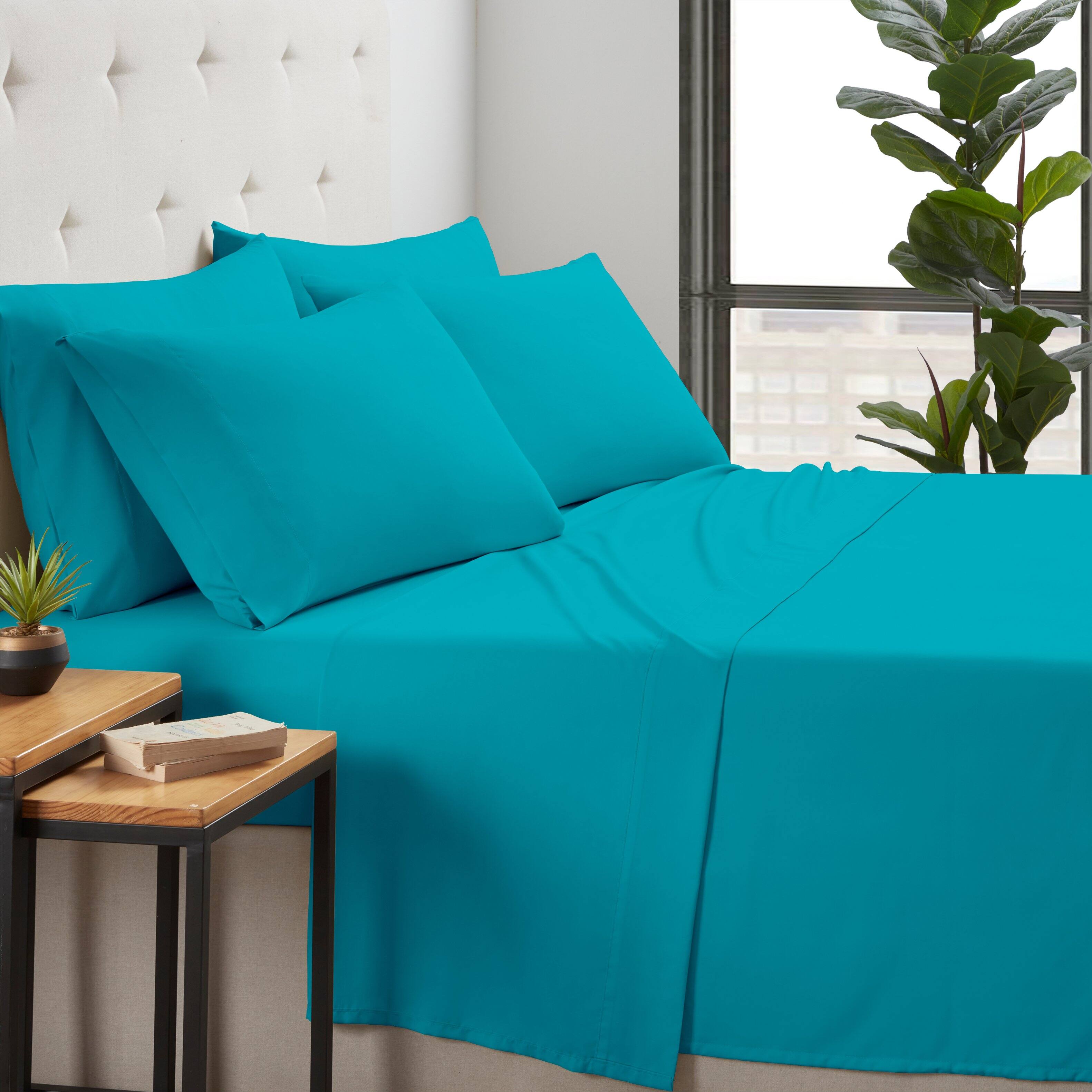 Left. Kathy Ireland - Kathy Ireland Bamboo Cooling 6 Piece Sheet Set - Teal.