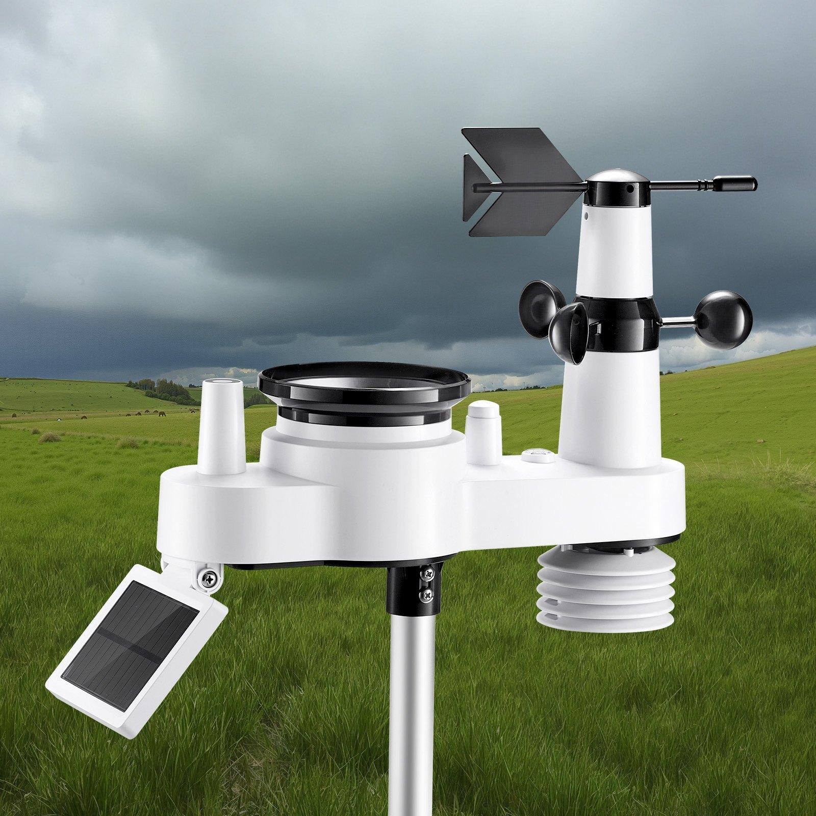 Alt View 1. Glintex - Weather Station 7-in-1 Wi-Fi with 7.5" Display, Solar Outdoor Sensor, Rain Gauge, Temp Wind Humidity and Rainfall.