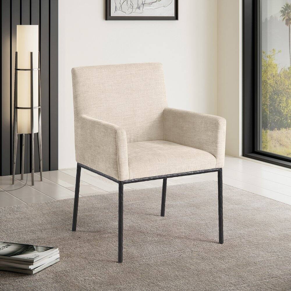 Alt View 1. Meridian Furniture - Reeves Beige Chenille Fabric Dining Chair, Set of 2 - Beige.