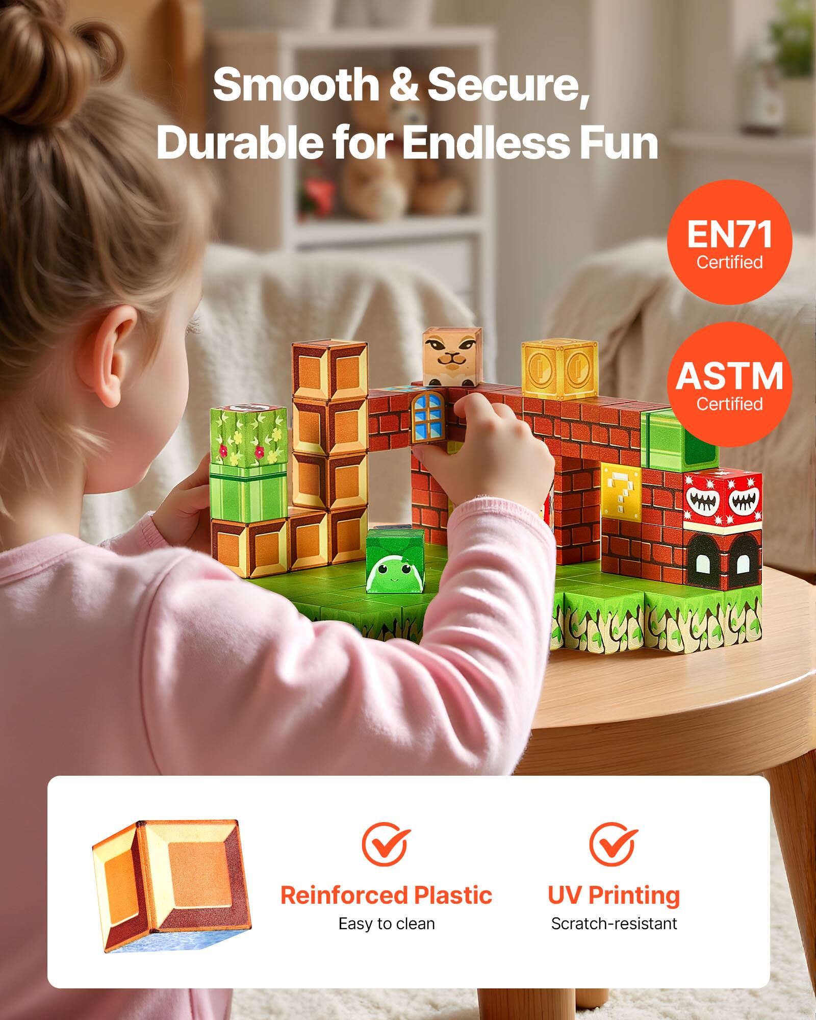 Smooth & Secure, Durable for Endless Fun
EN71 Certified
ASTM Certified
Reinforced Plastic
UV Printing
Easy to clean
Scratch-resistant