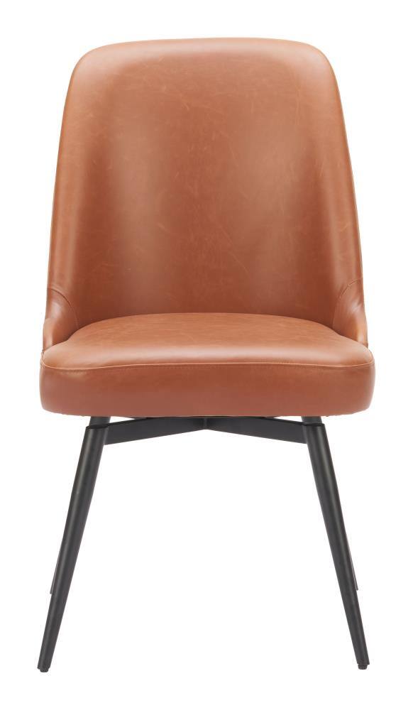Angle. Hivvago - Keppel Swivel Dining Chair (Set of 2) Brown - Brown.