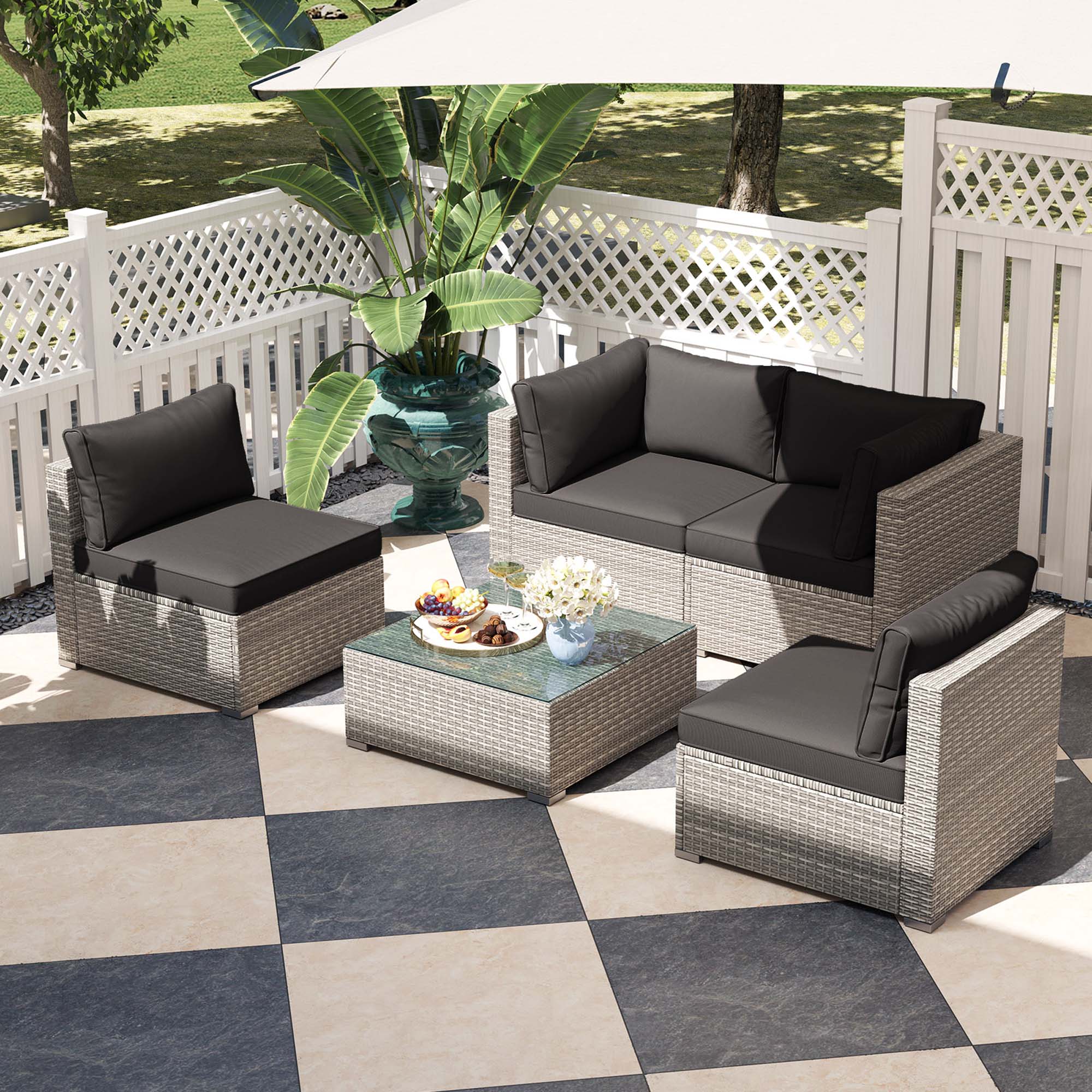 Alt View 3. Costway - Costway 10 PCS Outdoor Patio Sectional Sofa Couch PE Rattan Conversation Set - Black.