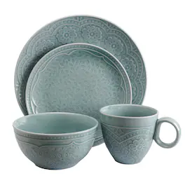 Gibson - Elite Alemany 16-Piece Dinnerware Set - Aqua
