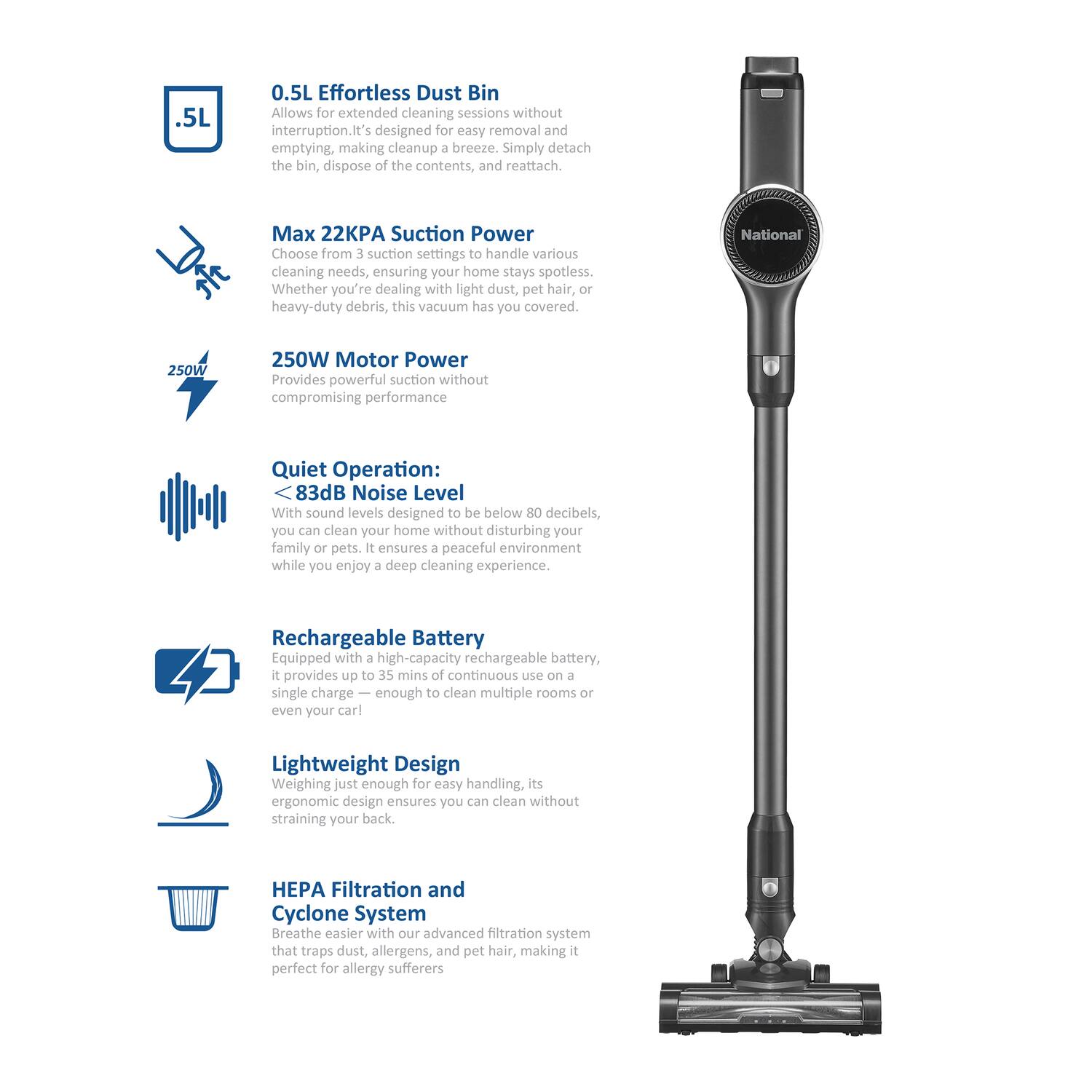 National Cordless Lightweight 2 in 1 Upright/Handheld Vacuum