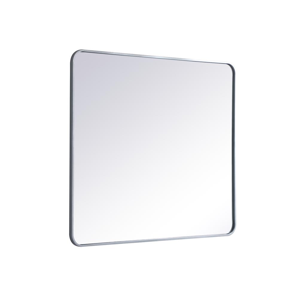 Alt View 1. Elegant Decor - Soft corner metal rectangular mirror 36x40 inch in Silver - Silver.