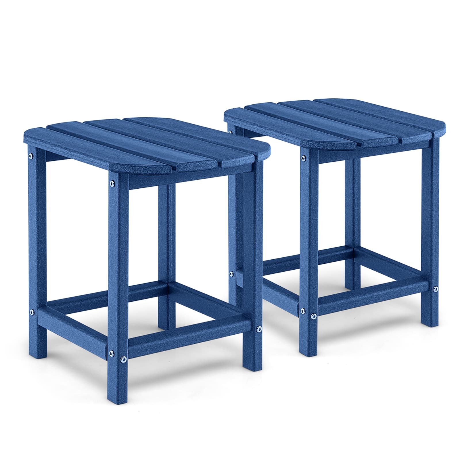 Gymax - 2 PCS 18'' Patio Adirondack Side Table Weather Resistant HDPE Garden Navy - Blue