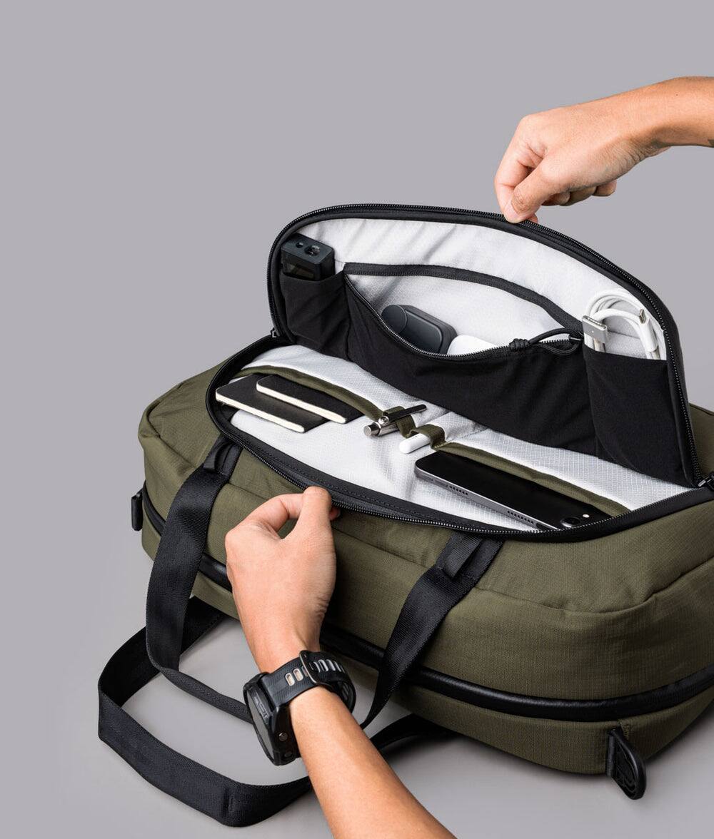 Alt View 5. ALPAKA - Bravo Brief 16 Inch Laptop Briefcase,Messenger Bag for Men and Women, Business Shoulder Bag for Work Travel - Green Axoflux 400D Ripstop Nylon.