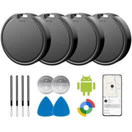 PRIMEPLUS - Android Tracker Tag 4 Pack, Works with Google Find My Device, 2-Year Battery, IP65 Waterproof for Keys Wallet Luggage - Black