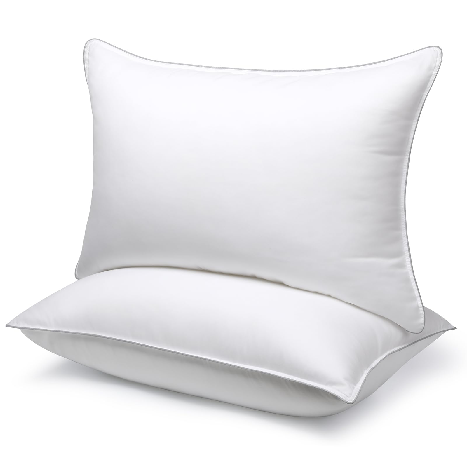 Front. Hirose Alice - Pillows Queen Size Quality Down Alternative Gusseted Bed For Side Or Sleepers Premium Home Living Room - Double Stitch White King Firm.