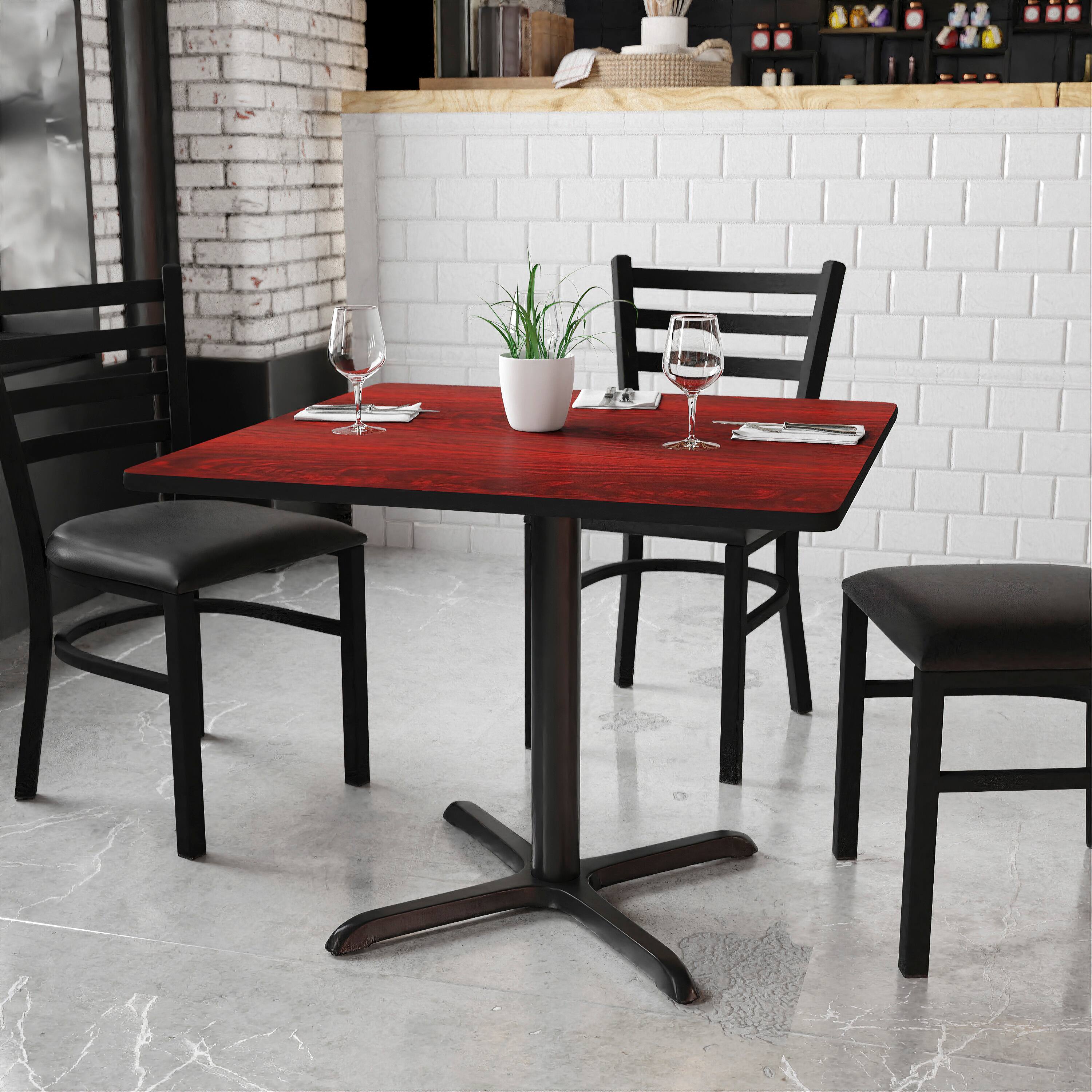 Angle. Flash Furniture - Graniss 36'' Square Mahogany Laminate Table Top with 30'' x 30'' Table Height Base - Brown.