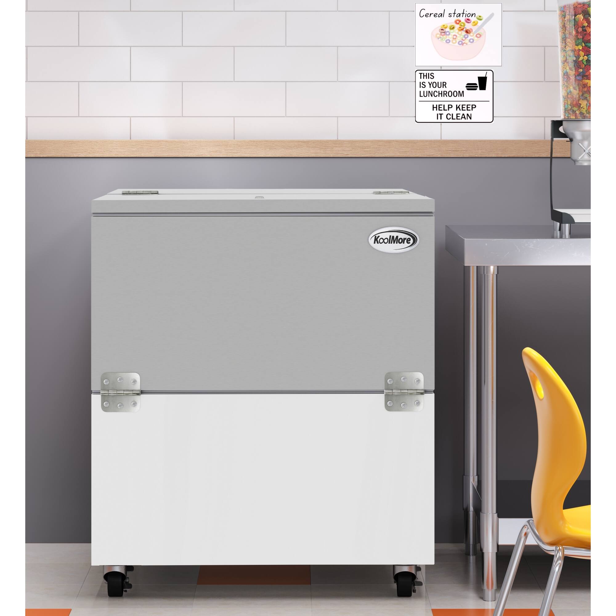 Cereal station: This is your lunchroom. Help keep it clean. KoolMore.