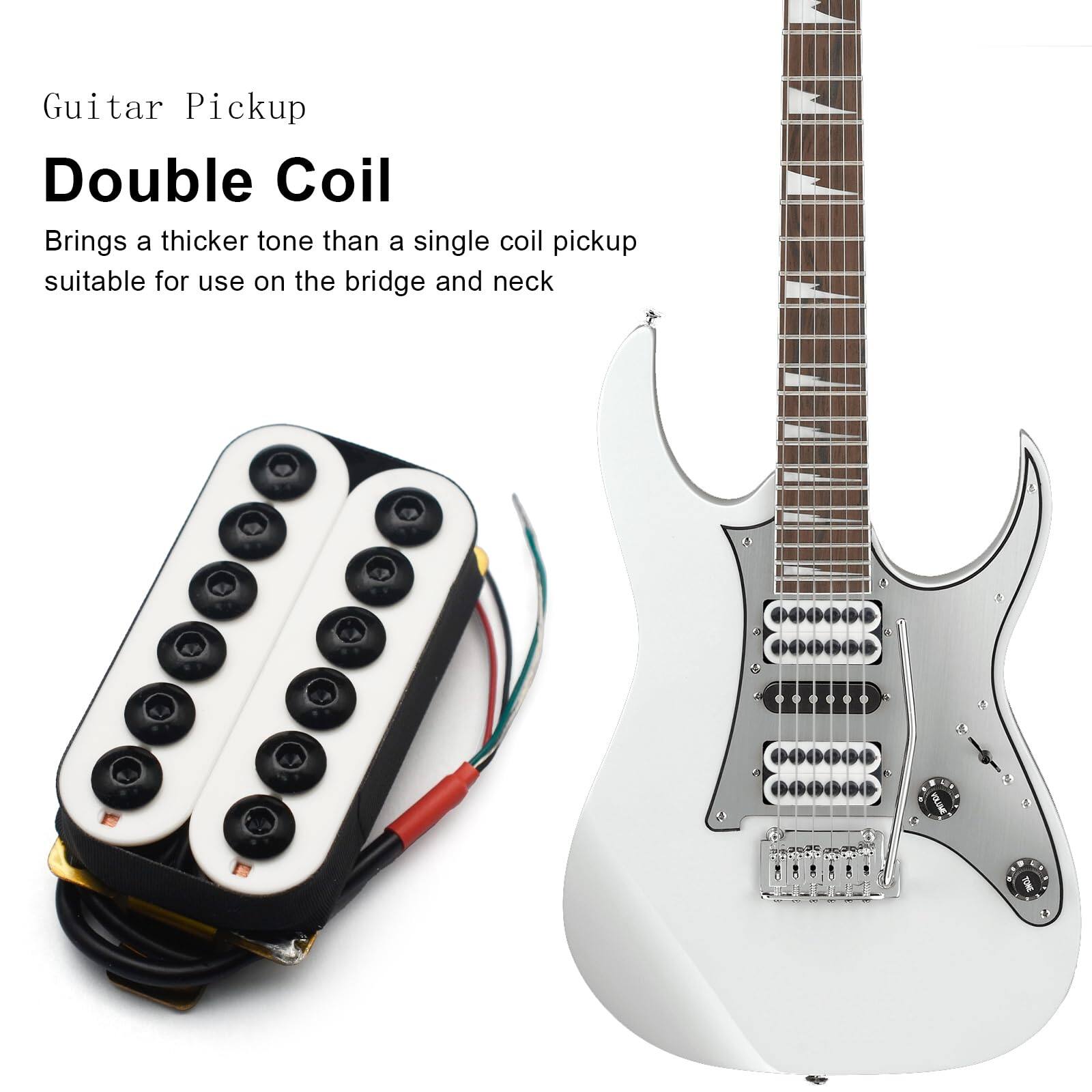 Guitar Pickup  
Double Coil  

Brings a thicker tone than a single coil pickup suitable for use on the bridge and neck
