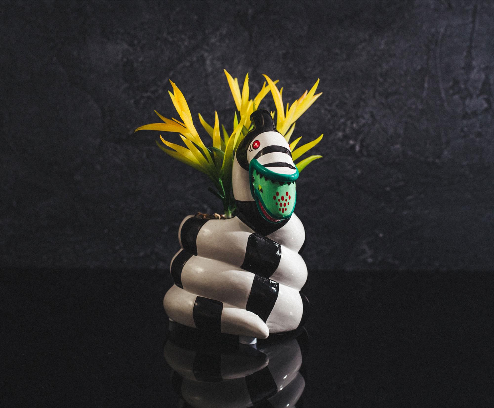 Alt View 10. Silver Buffalo - Beetlejuice Sandworm 6-Inch Ceramic Planter With Artificial Succulent - White.