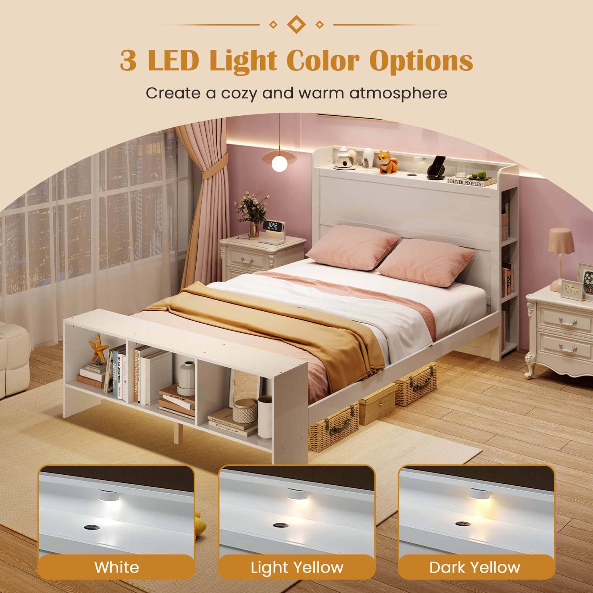 3 LED Light Color Options Create a cozy and warm atmosphere: White, Light Yellow, Dark Yellow.