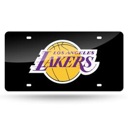 Rico Industries - Los Angeles Lakers NBA Logo Black Mirror Look LASER License Plate - Multi