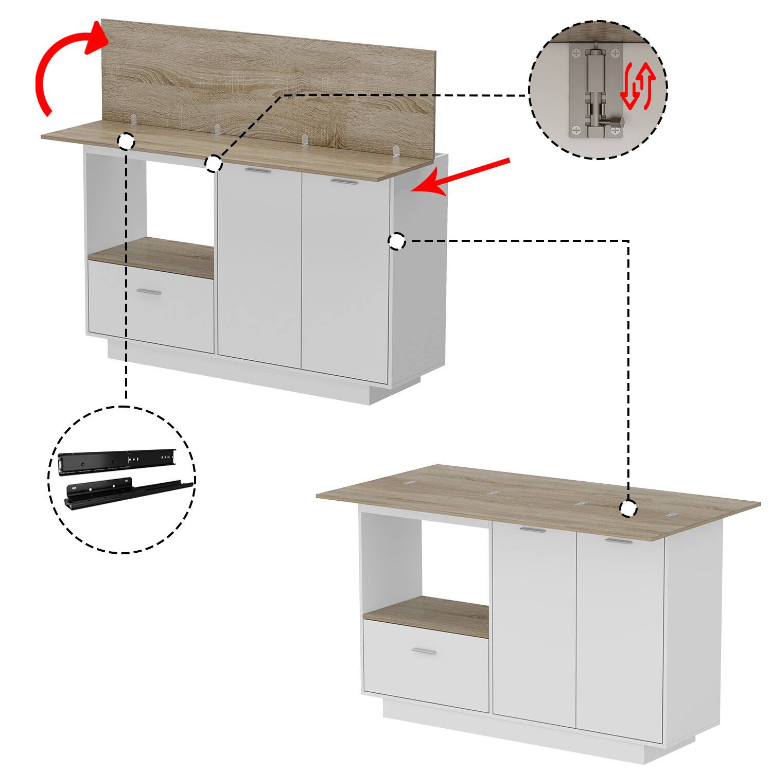 Alt View 2. Famapy - Famapy Kitchen Island Storage Cabinet: Organize & Elevate Your Space - White & Wooden.
