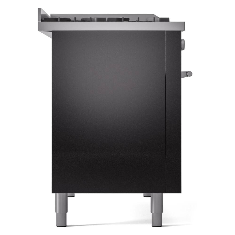 Alt View 8. ILVE - ILVE Professional Plus II Series 48 in. Dual Fuel Range with 5 Sealed Burners + Griddle (Liquid Propane, Satin Trim) - Glossy Black.