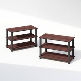 Furinno - Turn-S-Tube 3-Tier Multipurpose Stackable Shoe Rack, Set of 2 - Dark Cherry/Black