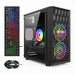 STGAubron - Gaming PC Computer Desktop, Radeon RX 560 4G, Intel Core I7 8th up to 4.1GHz, 16G DDR4 RAM, 512G SSD, WIN11H - Black