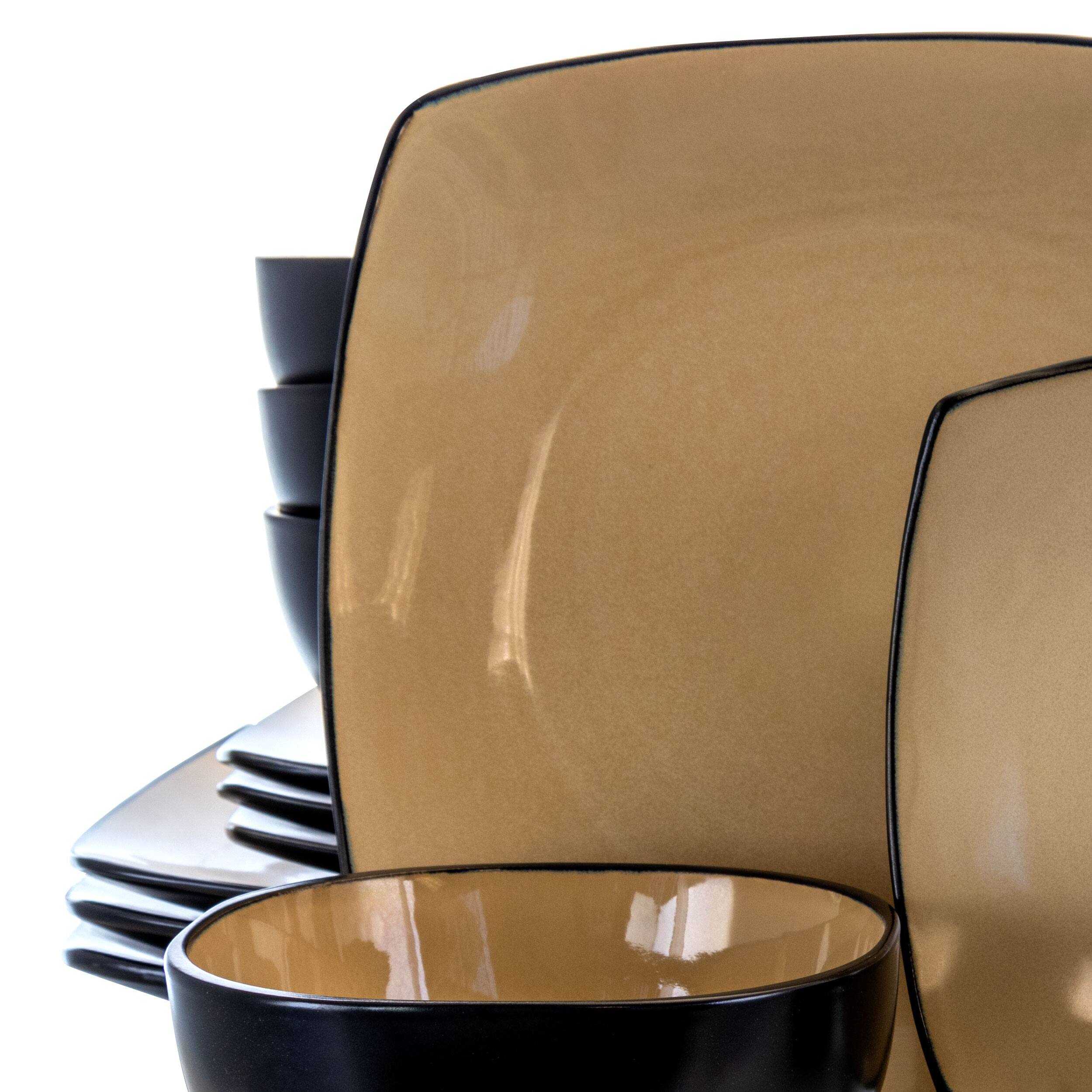 Alt View 4. Gibson - Soho Lounge 16 pc Dinnerware, Taupe Square Shape (Service for 4) - Taupe.