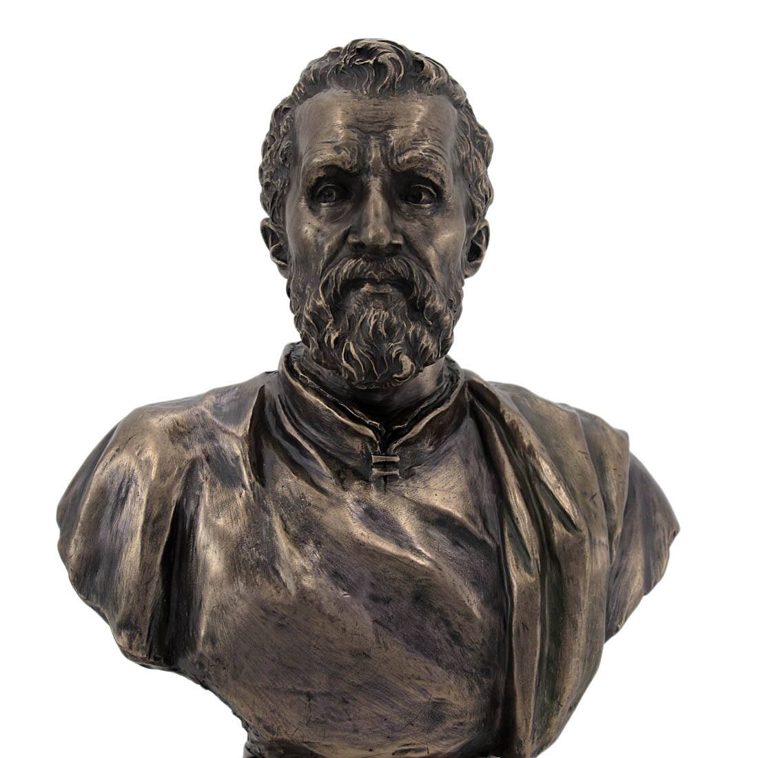 Alt View 3. Veronese Design - Michelangelo Bronze Finish Bust Statue Artist - Bronze.