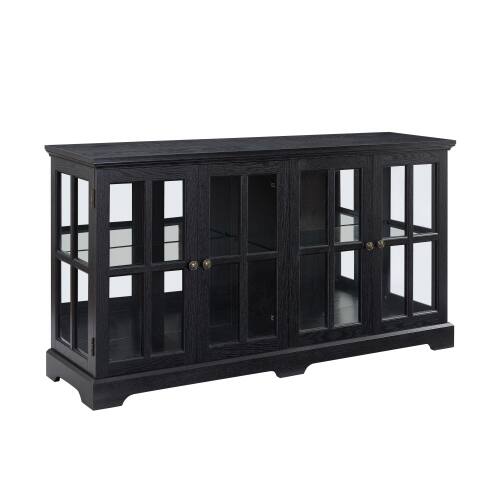 Alt View 6. LUCKY ONE - Freestanding LED Curio Display Cabinet with Adjustable Shelves Four Doors Vintage Bookcase for Collectibles - Black.