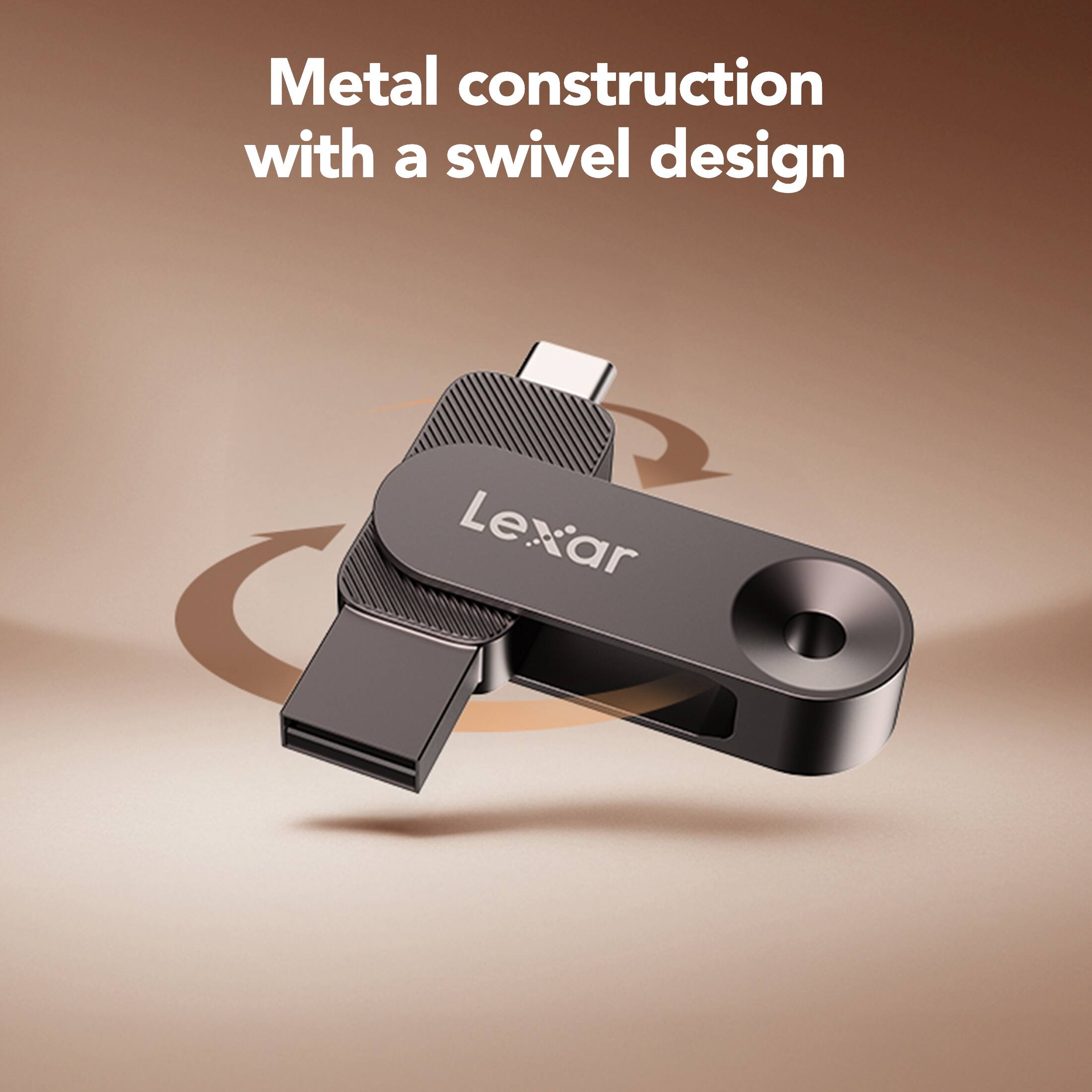 Metal construction with a swivel design  
Lexar