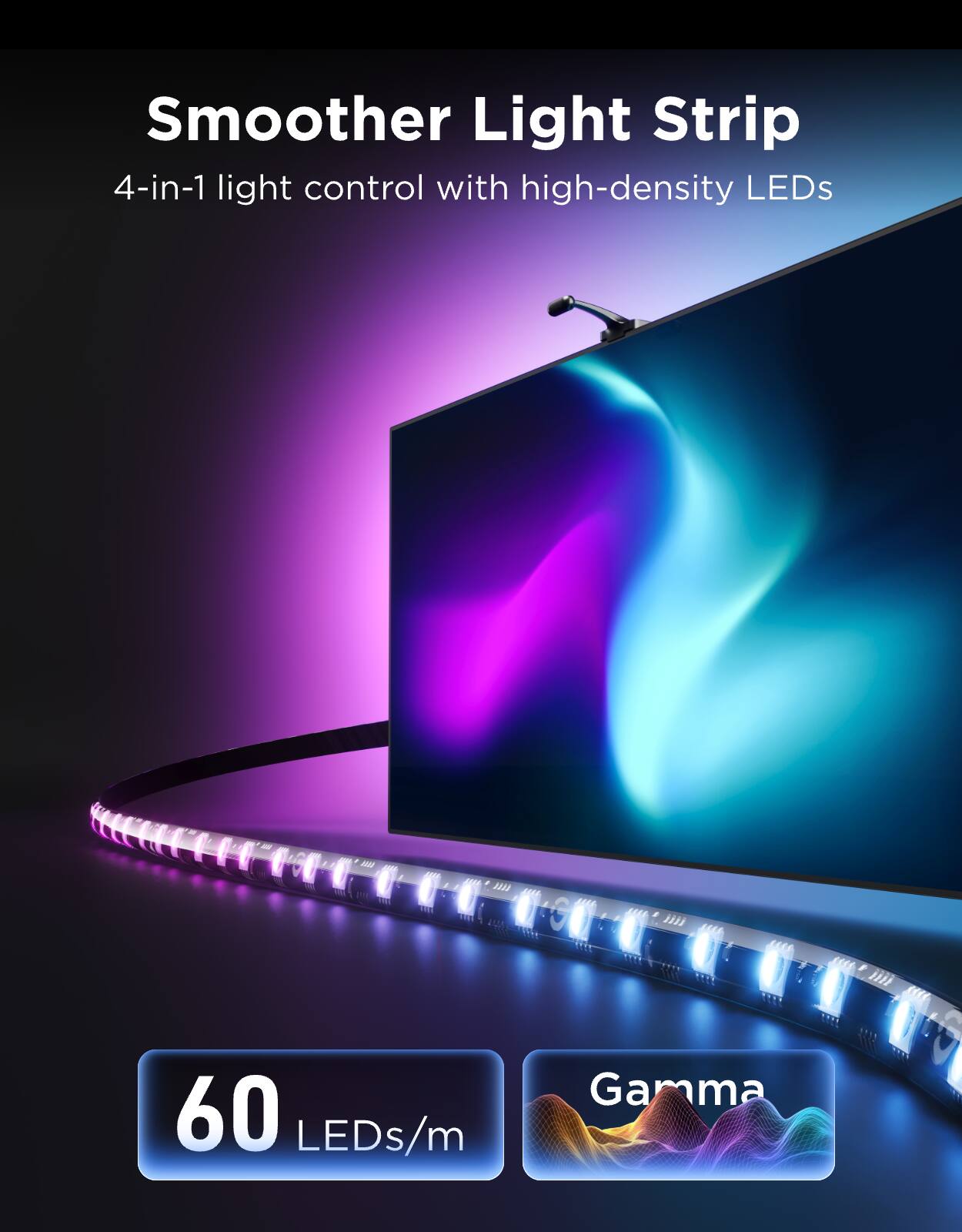 Smoother Light Strip  
4-in-1 light control with high-density LEDs  
60 LEDs/m  
Gamma