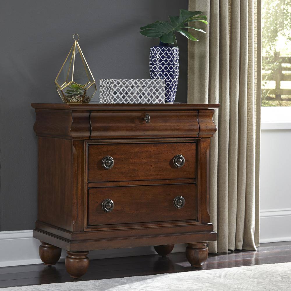 Alt View 5. Liberty Furniture Industries - Rustic Traditions Night Stand in Rustic Cherry - Cherry.